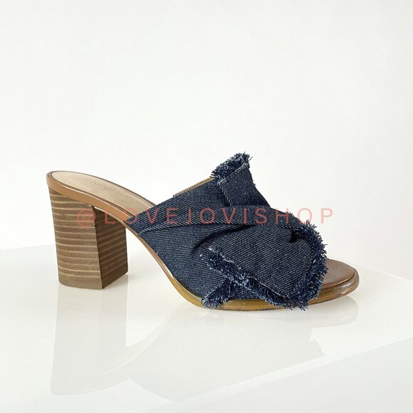 Coastal | Blue Denim Knot Mule by Nine West | The Perfect Dress Short Sandal - Picture 1 of 8